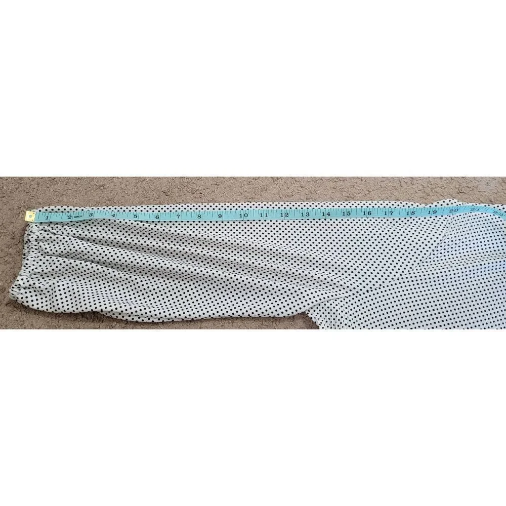 Adrianna Papell Top Blouse Women’s Medium White Black Polka Dot Long Sleeve - Picture 12 of 13